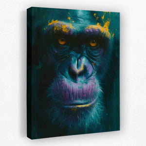 a painting of a monkey with yellow eyes