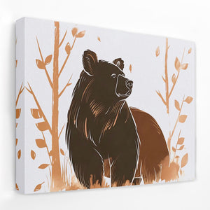 Brush Bear Minimalist Wildlife Doodle Print - Luxury Wall Art 