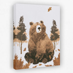 a painting of a bear sitting in the woods