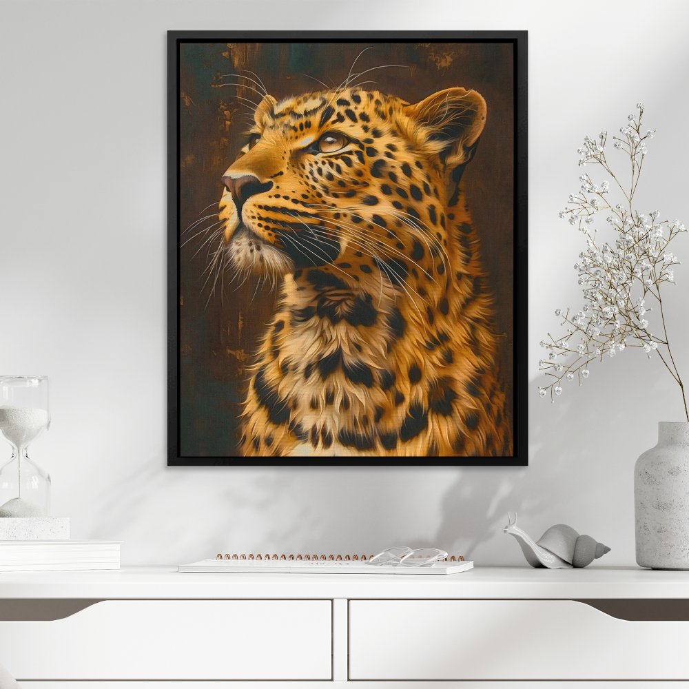 a painting of a leopard on a black background