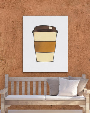 a picture of a coffee cup hanging on a wall