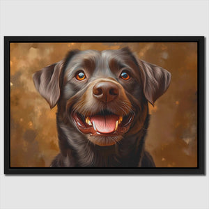 a painting of a brown dog with blue eyes