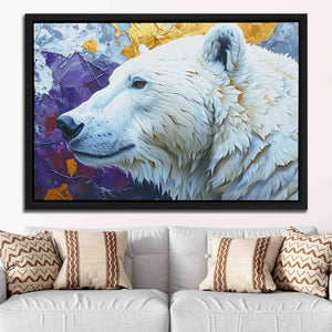 a painting of a white polar bear on a wall