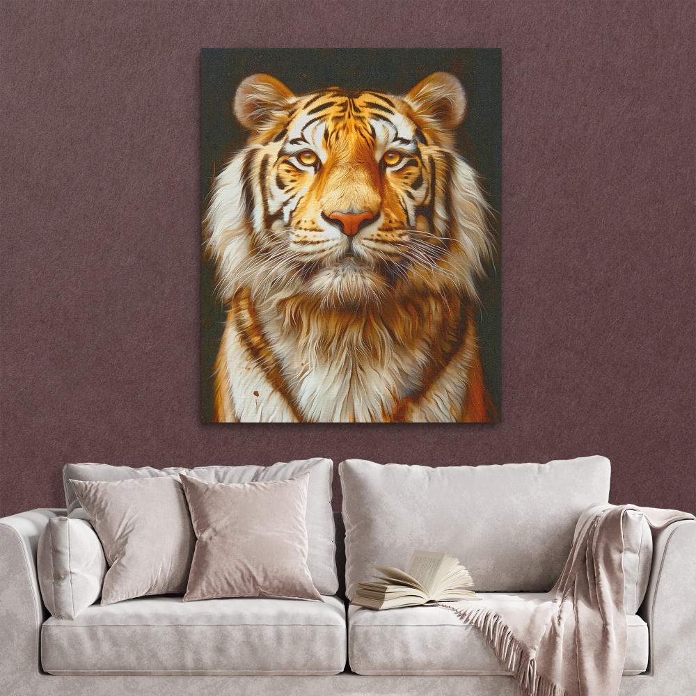 a painting of a tiger on a black background