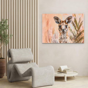 a painting of a kangaroo in a living room