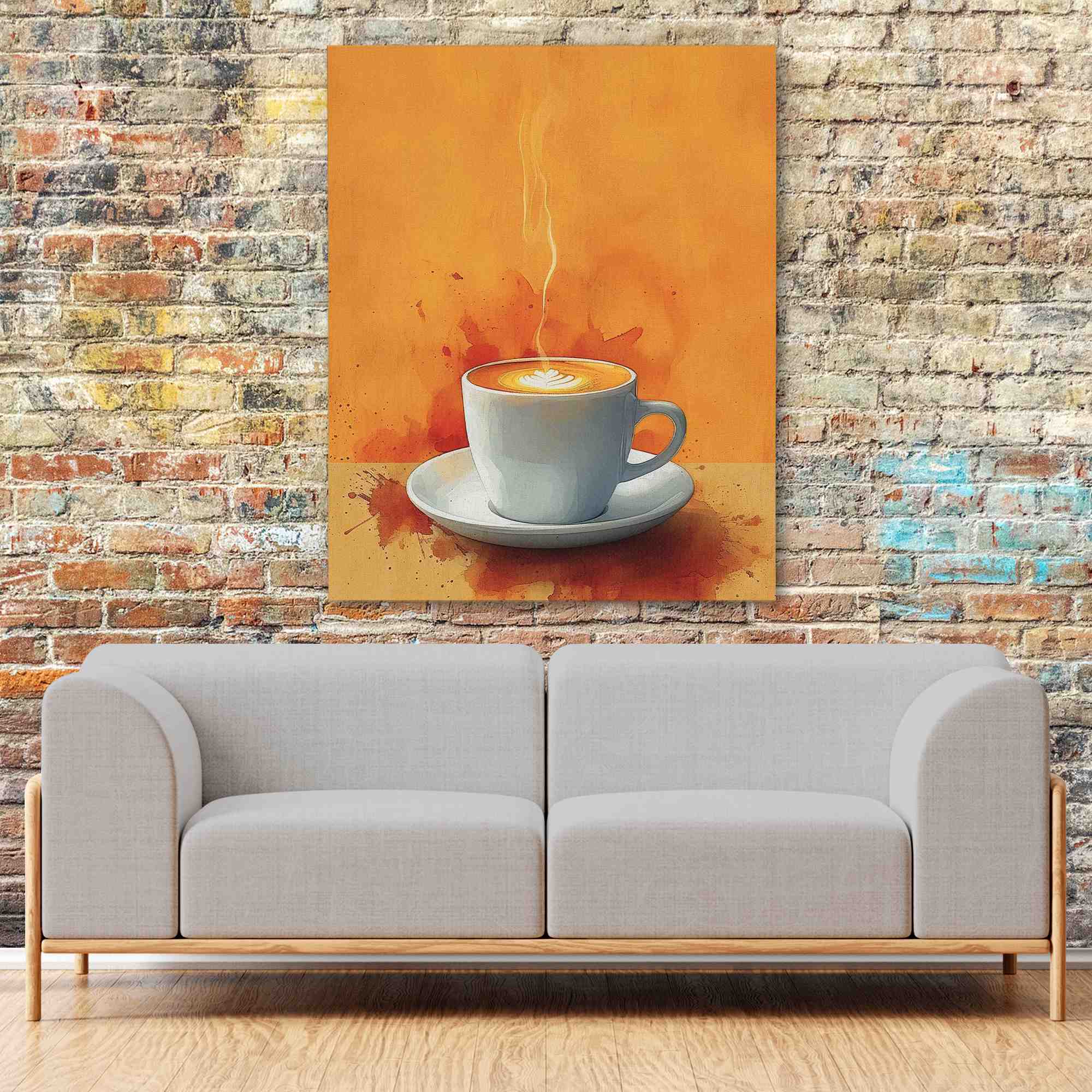 a painting of a cup of coffee on a saucer