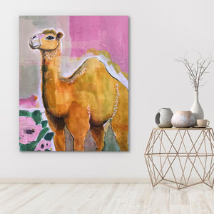 a painting of a camel on a wall