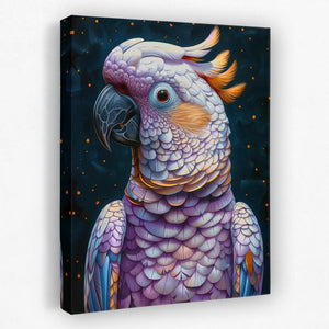 a painting of a colorful parrot on a black background