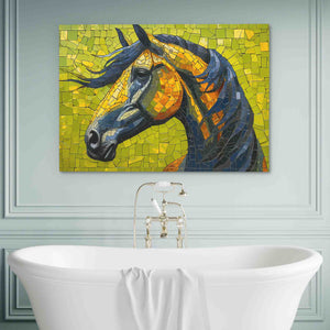a bathtub with a painting of a horse on it