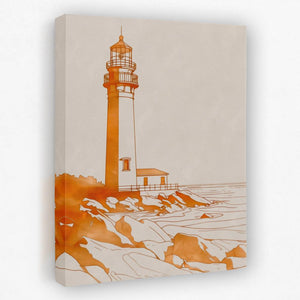 a painting of a lighthouse on a white background