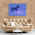 a living room with a couch and a horse on the wall