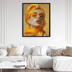 a painting of a woman wearing a yellow head scarf