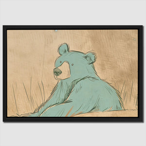 a drawing of a bear sitting in the grass