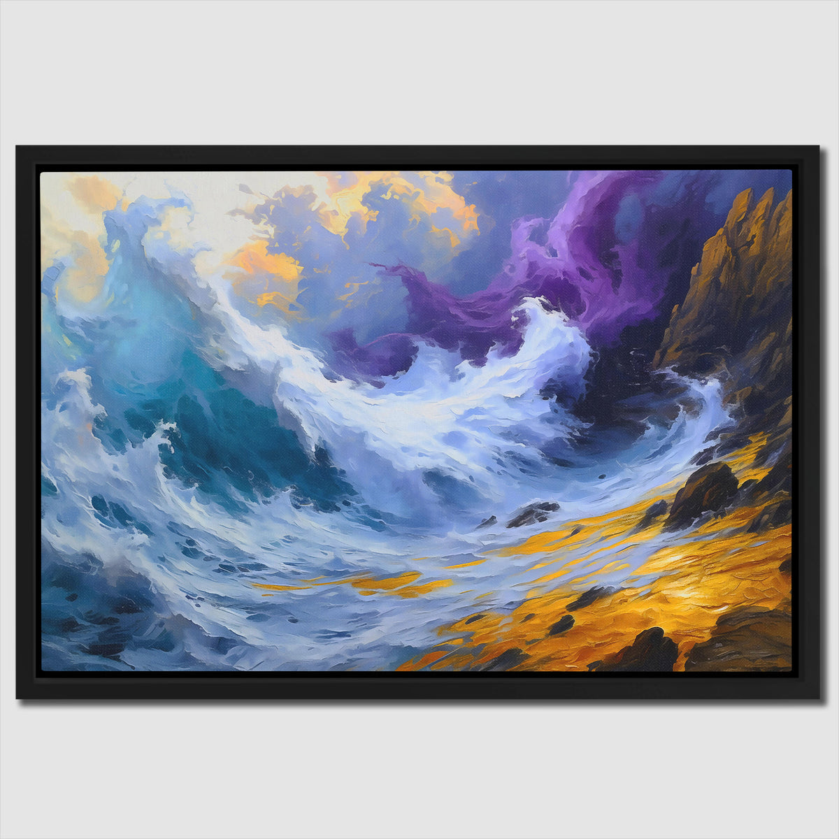a painting of a large wave in the ocean