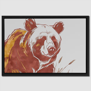 a picture of a bear with a red background