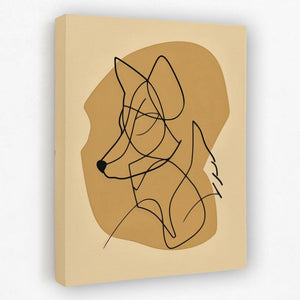 a drawing of a fox on a beige background