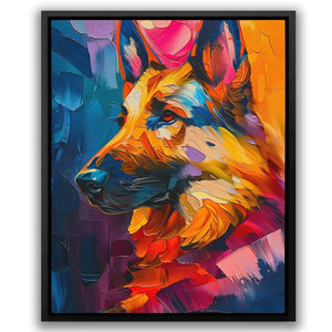 a painting of a german shepard dog