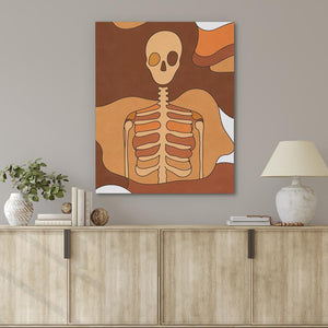 a painting of a skeleton on a wall