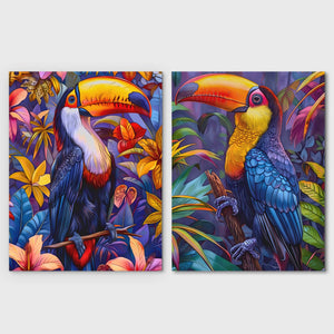 a painting of a toucan and a toucan bird