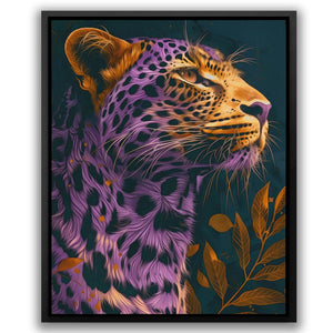 a painting of a leopard with a purple background