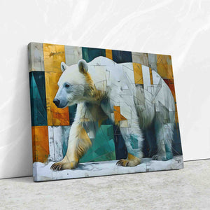 a painting of a polar bear on a wall