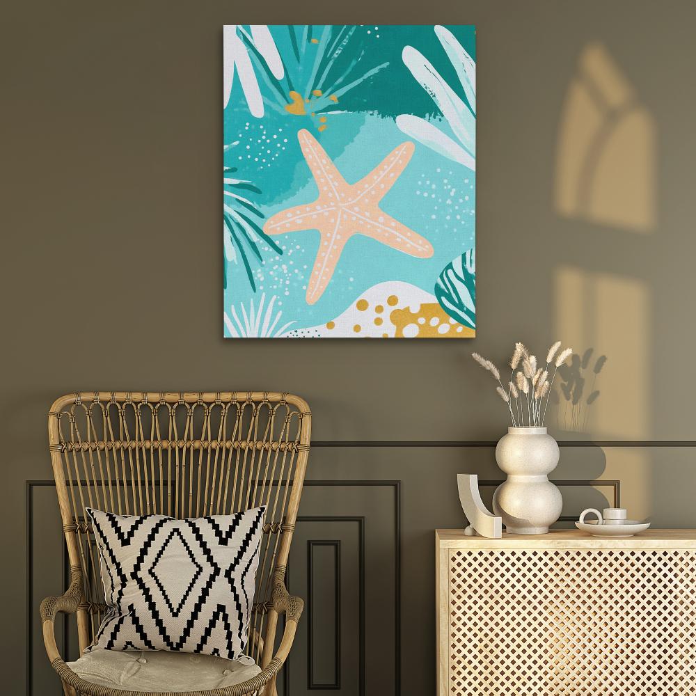 a picture of a starfish on a tropical background