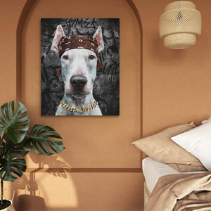 a painting of a dog wearing a bandana