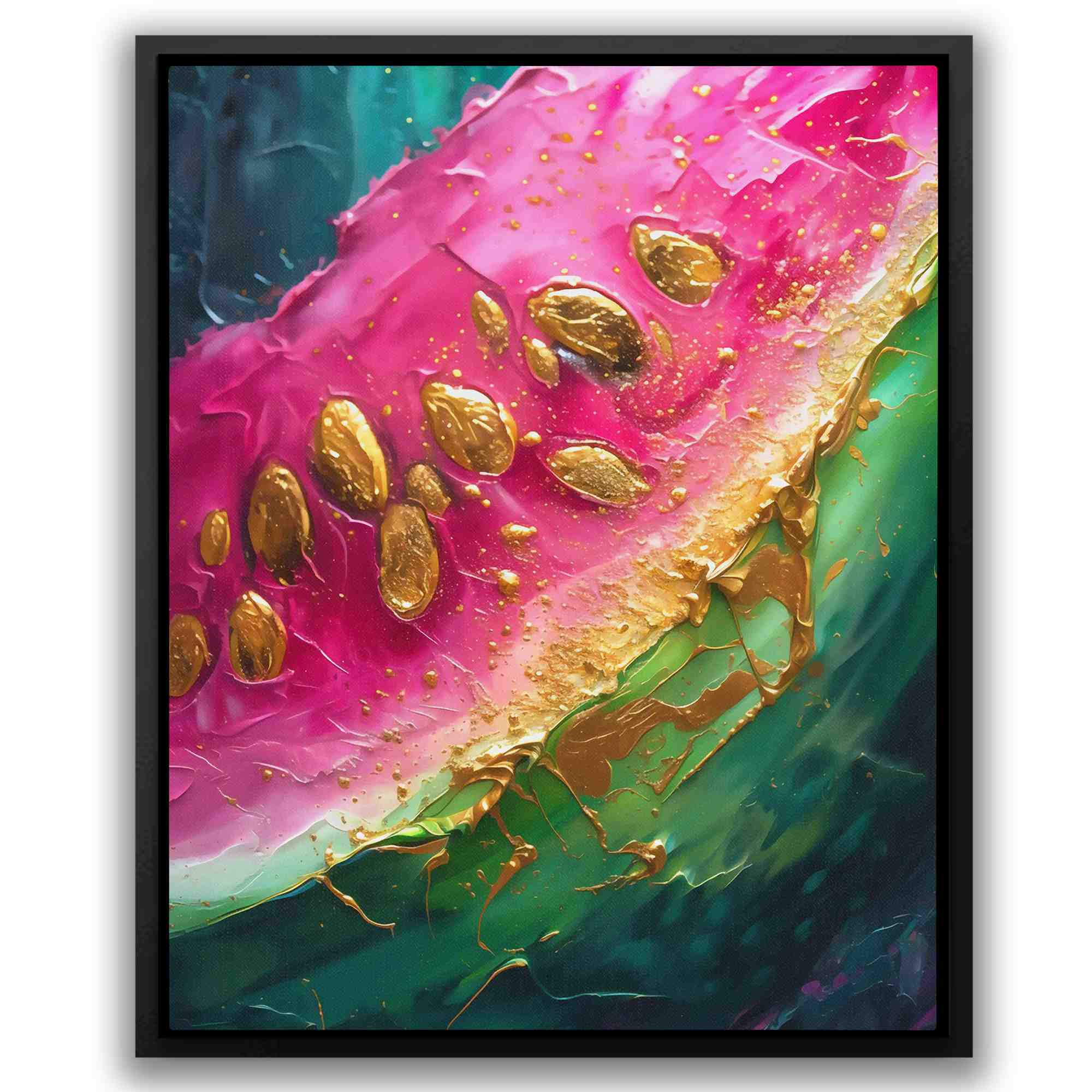 a painting of a slice of watermelon on a white wall