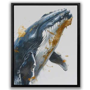 a painting of a humpback whale jumping out of the water