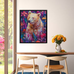 a painting of a bear sitting on a table