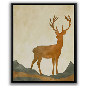 a painting of a deer standing on a hill