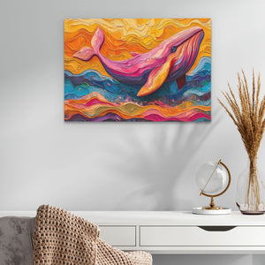 a painting of a dolphin on a wall