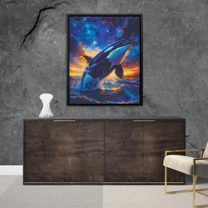 a painting of a dolphin jumping out of the water