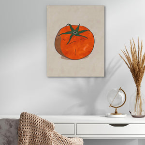 a painting of a tomato on a wall