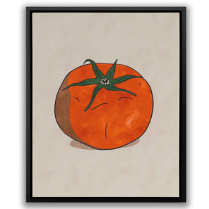 a painting of a tomato on a beige background