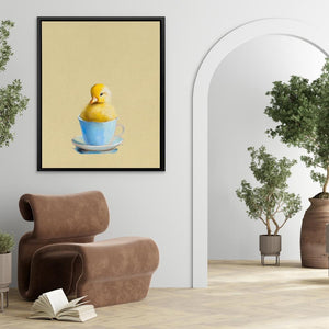 a painting of a rubber duck in a blue cup