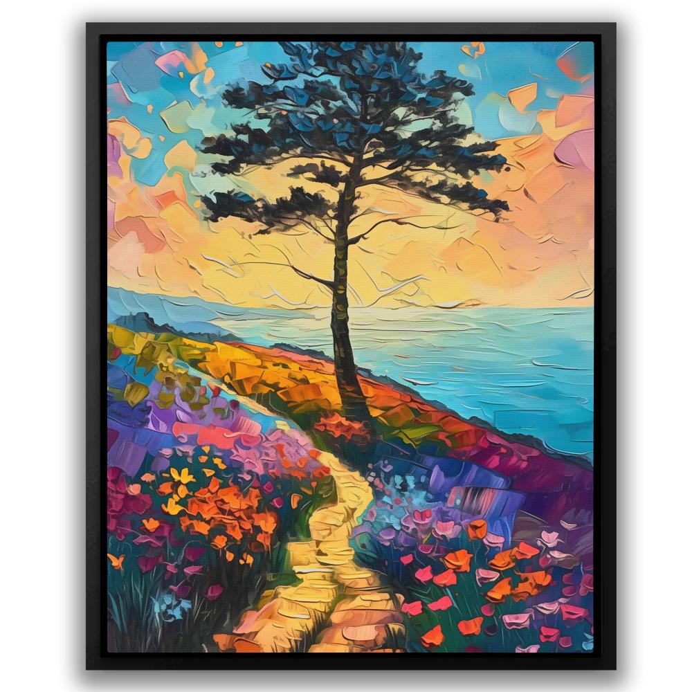 a painting of a path leading to a tree