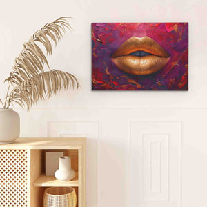 a painting of a woman's lips on a wall