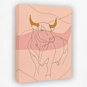 Bull and Line Pastel Minimalist Animal Art - Luxury Wall Art 