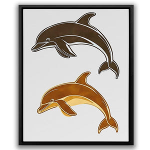 a picture of two dolphins on a white background