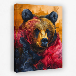 a painting of a bear wearing a scarf