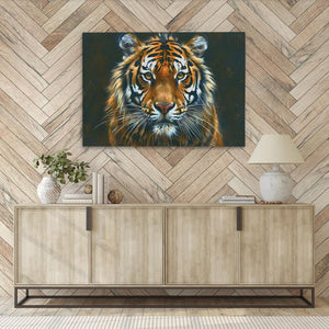 a painting of a tiger on a wall