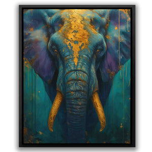 Ivory Sentinel - Blue Elephant of the Wild Print - Luxury Wall Art 