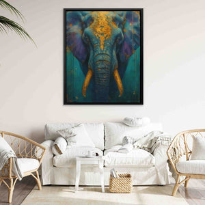 Ivory Sentinel - Blue Elephant of the Wild Print - Luxury Wall Art 