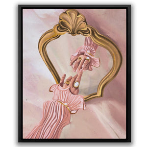 a painting of a woman's reflection in a mirror