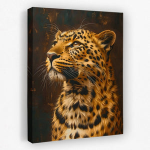 a painting of a leopard on a black background