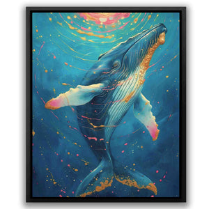 a painting of a humpback whale in the ocean