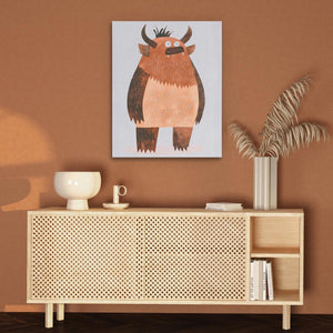 a painting of a bear on a brown wall