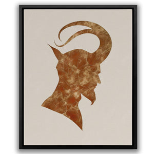 a picture of a man's head with horns