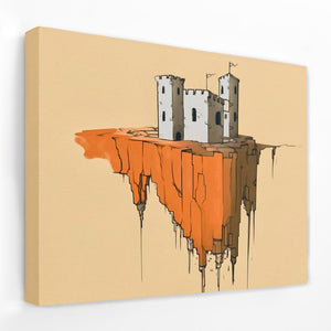 a painting of a castle on a cliff